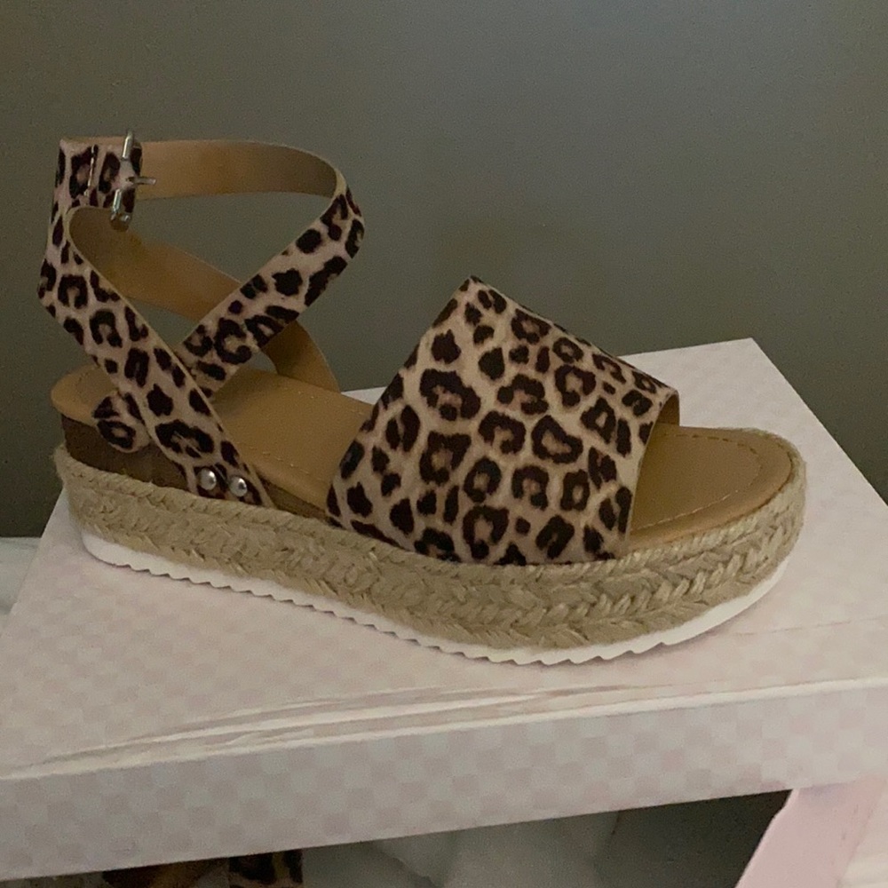 Cheetah Espadrille Platform Sandals